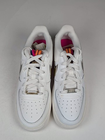 微瑕疵-左右腳中底鞋底鞋面泛黃 DH9595-001/6Y Nike Air Force 1 1s Double Up On The Pull Tabs Swooshes 雙層勾勾 米白 金 女款