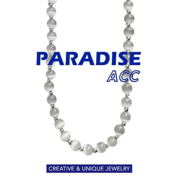 PARADISE 貓眼石 鈦鋼小球 拼接 項鍊 高級感 輕奢 串珠鍊 鎖骨鏈