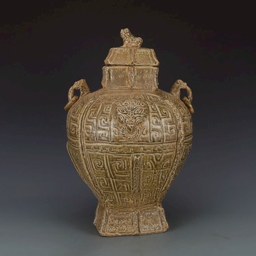 西晉越窯青瓷獸耳蓋罐 仿古瓷器古董古玩舊貨老貨收藏品手工擺件