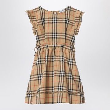 Beige dress with Check pattern