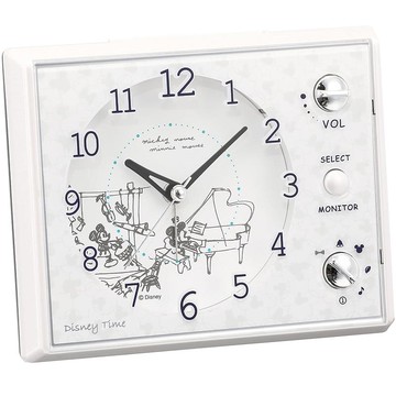 日本進口精工SEIKO迪士尼簡約現代兒童房和弦靜音樂鈴聲貪睡鬧鐘