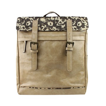 AMINAH-杏色迷彩後背包