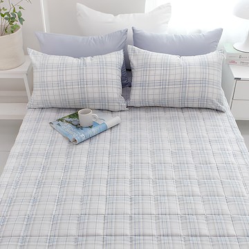 Beau Monde 韓國製 柔軟水洗糖果格紋床墊  SS(110 x 200cm)  藍灰色