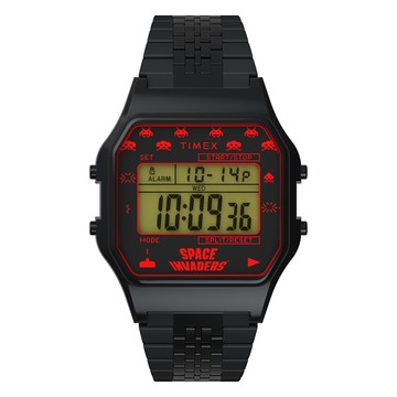 【TIMEX】天美時 x  T80 x Space Invaders 限量聯名電子錶 (黑 TXTW2V30200)