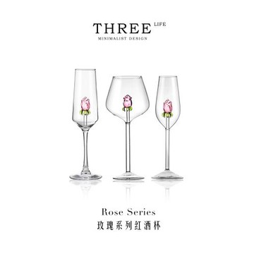 (免運)Tlife·Rose·酒具香檳紅酒杯新婚禮物無鉛水晶玻璃高腳杯 | 玫瑰