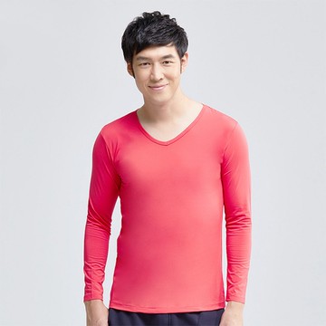 MIT溫灸刷毛V領發熱衣(朝陽紅 男S-3XL)