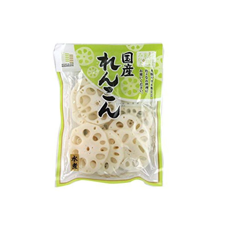 国産れんこんスライス水煮120g(国内産蓮根)煮物や炒め物など色々なお料理にお使いください。(レンコン水煮 和え物 和風料理)