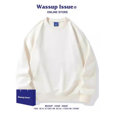 WASSUP ISSUE美式圓領衛衣男款春秋潮牌寬松衣服打底衫情侶外套男