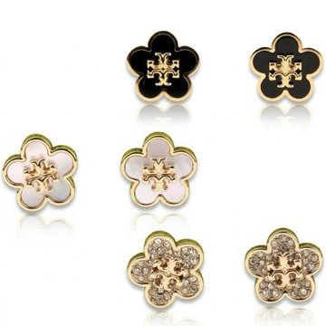 TORY BURCH Kira 雙T字母花朵造型穿針式耳環-多款可選