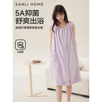 三利5A抗菌浴裙2025新款夏季薄款女非全棉大人浴巾浴袍可穿式速干