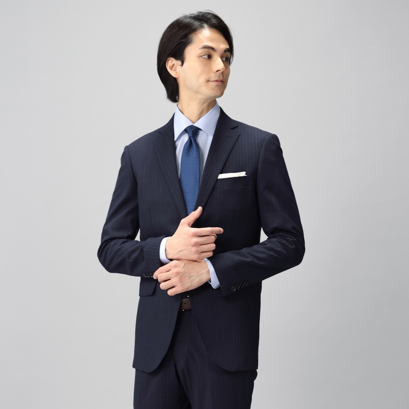 Aoki 洗える ハイストレッチ2パンツスーツ 紺 Les Mues スリム 通販 Lineポイント最大get Lineショッピング