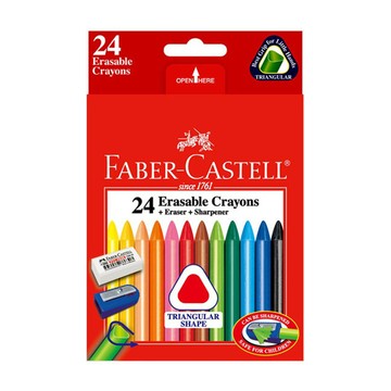 蠟筆 Faber-Castell 輝柏 24色三角可擦拭蠟筆 (122624 )【APP滿額下單10%點數(單一帳號最高5000點)】1/31止