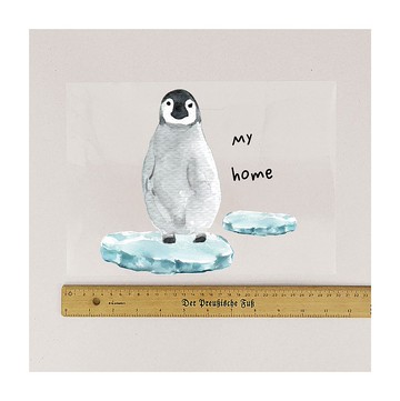 布用極地企鵝救救冰山燙印貼 | 熱轉印花貼紙