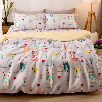 A-nice 雅妮詩 100%萊賽爾 Tencel天絲 - 絲滑柔順  床包 + 被套 + 枕套2個  床包188 x 182cm + 被套212 x 182cm + 枕套75 x 48cm  繽紛小熊