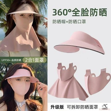 桃園出貨✨夏季冰感戶外防曬帽遮陽帽防紫外線太陽騎行帽子女護頸防毛絮口罩