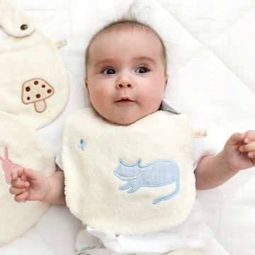 ORUNET 日本今治產 Nigi繡花圍兜 - 棕色菇