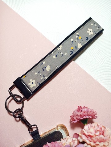 手機掛繩/鑰匙圈/腕繩/掛繩/掛帶-小茉莉(奶茶灰/綠)
