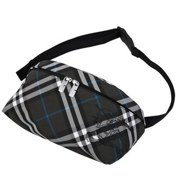 BURBERRY 戰馬徽標LOGO格紋造型腰包/胸口包(黑)