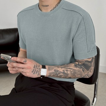 正韓透氣亞麻針織馬鞍肩短袖針織上衣 5色 YUPPIE 預購商品 0512