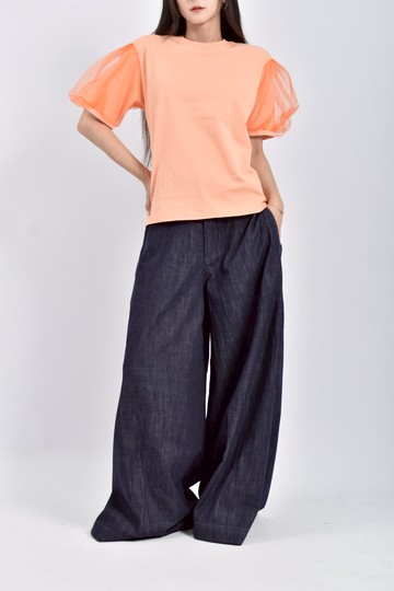 (S) msgm質感棉質純棉紡紗橘色短袖上衣