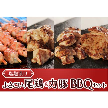 ふるさと納税 塩麹につけたよさこい尾鶏と力豚のBBQセット 高知県大月町