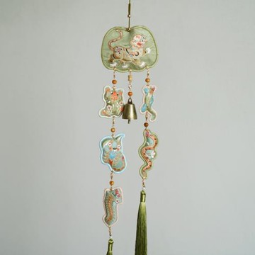 云深霧淺 虎踏五毒 原創雙面刺繡漢服長禁步端午繡花艾草香囊配飾