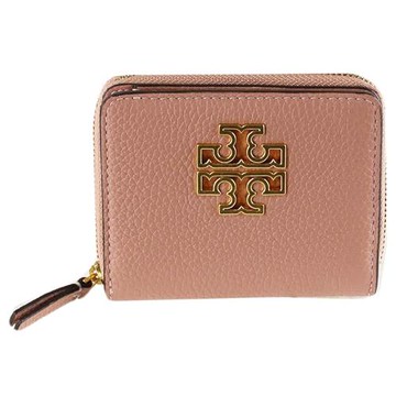 【TORY BURCH】簍空雙T LOGO零錢短夾-粉紅色