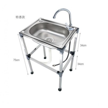 廚房不銹鋼洗菜盆洗碗池洗手盆水槽單槽帶支架盆帶落地架一件起批[DD160109]