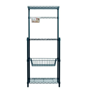 【dayneeds】輕型60X35X150cm烤黑微波爐架含掛籃(寬21cm)(廚房/電器