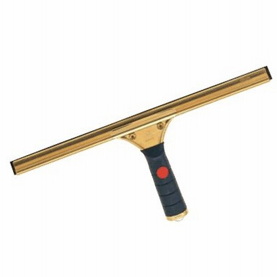 清掃用品・掃除道具 窓用・高所用 ガラス清掃・ワイパー (幅350mm)プロテックグラススクイジー真鍮350(真鍮・グリップ付)　(山崎産業) A
