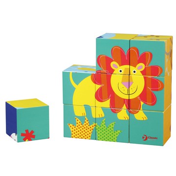 【德國 classic world 客來喜經典木玩】可愛動物六面拼圖組