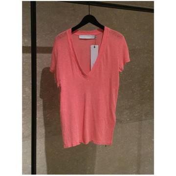 AlexardieWarey25春夏新款低V領棉麻短袖百搭T恤女上衣潮