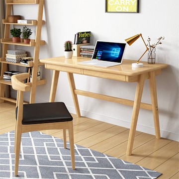 Happylife 實木八字腳書桌 雙抽屜 140公分 Y12310