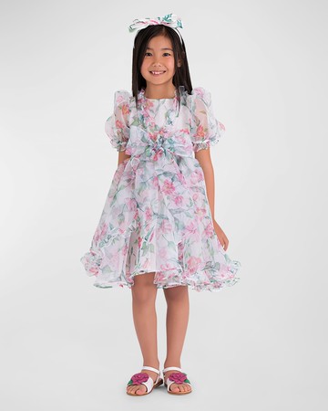 Girl's Enchanting Organza Floral Dress, Size 3T-10