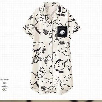 限時下殺🌙 【店鋪熱銷】史努比純棉睡衣女 新款夏季薄款可愛短袖寬鬆睡裙 可外穿家居服套裝睡衣 夏季睡衣 家居服 睡衣