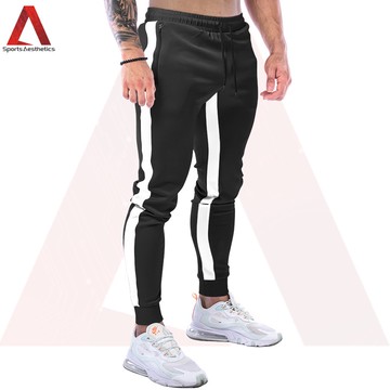 男士健身運動跑步褲 棉質 條紋 舒適 休閒 長褲 大呎寸 現貨