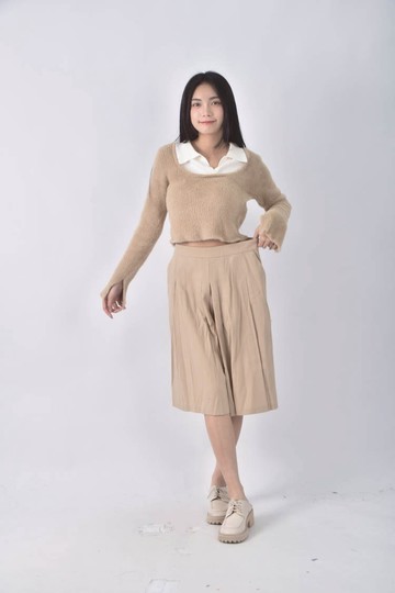 (L) ice高腰杏色長褲