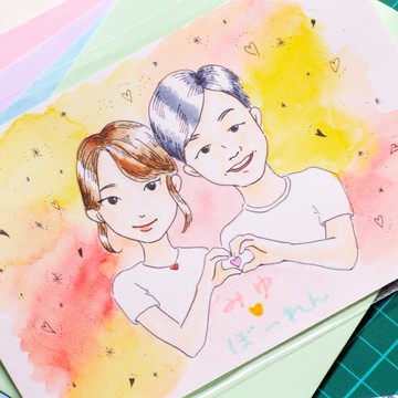 【客製化】日本插畫師 似顏繪 人像畫 畫像 肖像畫 卡片 情人節