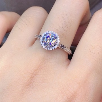 隔日到貨 擁抱 1克拉 莫桑鑽 D VVS1 3EX 八心八箭 圓鑚 戒指 可調式戒圍 不退色 A41