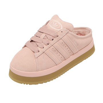 adidas 懶人鞋 Campus 00S WTR LO W 女鞋 穆勒鞋 粉紅 麂皮 厚底 絨毛 JR3238