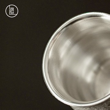 泥巴人 禪定杯銀杯子999純銀大號茶杯 鎏銀品茗杯主人杯陶瓷