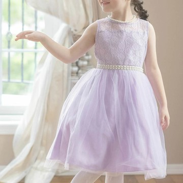 日本 Catherine Cottage - 夢幻珍珠點綴薄紗洋裝/小禮服-丁香紫