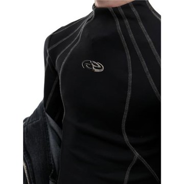 ArguE24ss秋冬小眾明線金屬裝飾長袖設計感短款修身半高領T恤上衣