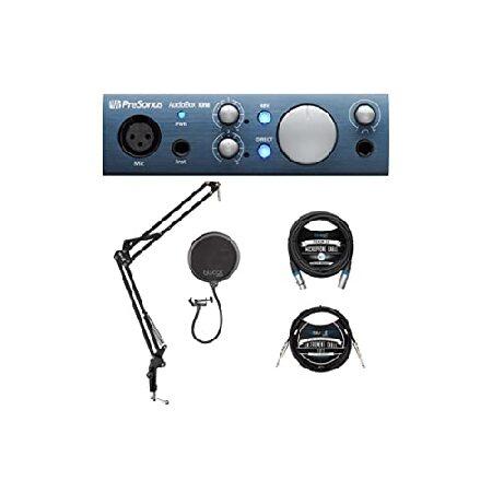 PreSonus AudioBox iOne 2x2 USB iPad Audio Interface for Windows, Mac, and iOS Bundle with Blucoil Boom Arm Plus Pop Filter, 10-FT Balanced XLR Cable,