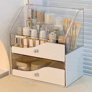 桌面化妝品收納盒高級護膚品架子置物架口紅香水展示盒抽屜式透明 z8092