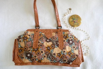 【Jamin Puech Paris】淺棕色皮革與刺繡裝飾 肩背包&手提包
