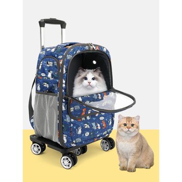 帶拉桿貓包外出輕便大容量雙肩背包寵物推車狗包便攜萬向輪行李箱