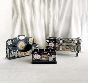 套裝桌面收納盒愛麗絲夢遊仙境回到學校筆筒化妝盒