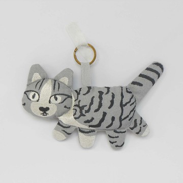 刺繡 玩偶 鑰匙圈09-灰貓 灰灰