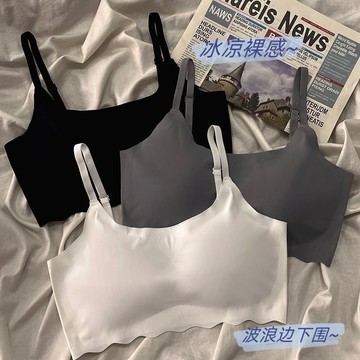 🌟蝦皮優選🌟24新款无痕冰丝内衣少女吊带运动无钢圈文胸学生聚拢显胸抹胸夏季